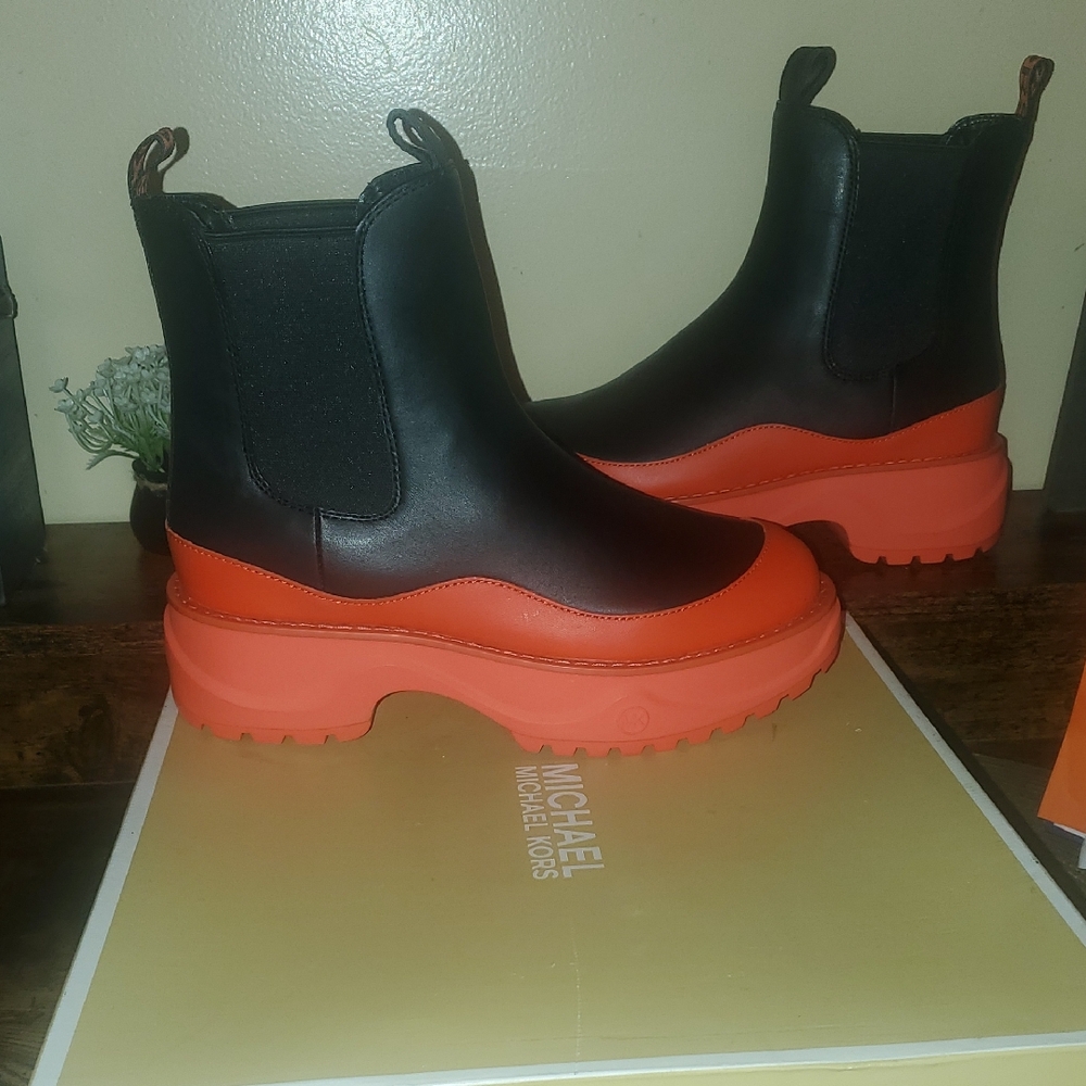 Michael Kors Black and Orange Heeled Boots